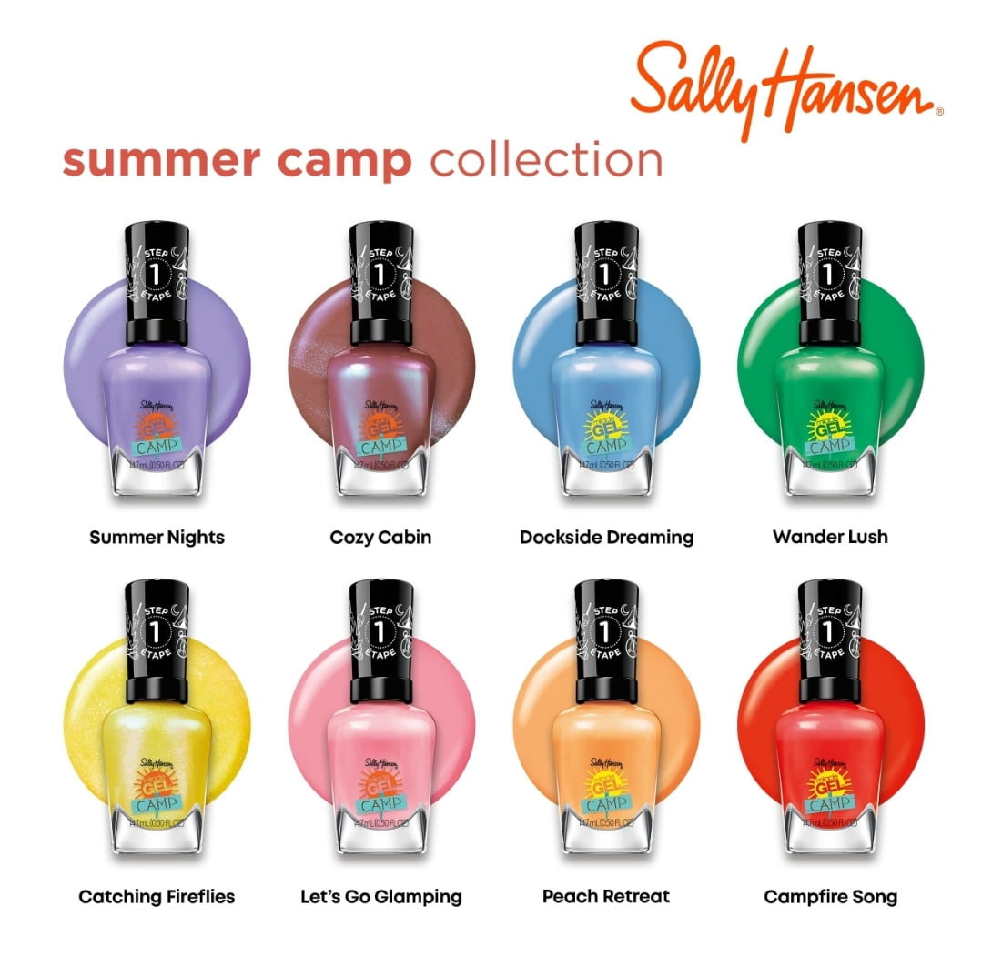 Sally Hansen Miracle Gel, Summer Camp Collection 8-Pack (NO REPEATS) Long Lasting, Gel-Like Formula, No UV Lamp Needed