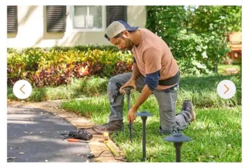 Hampton Bay Black Low Volt LED Landscape Path Light Kit 6 Lights +Power & Wire