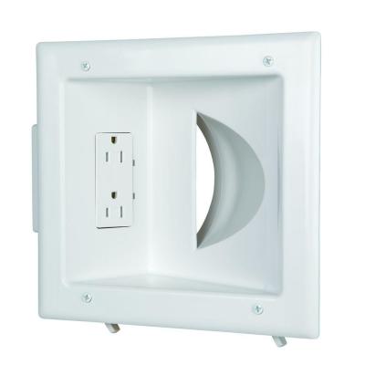 Commercial Electric White 1-Gang 1-Decorator/Rocker/1-Duplex;Cable Pass-Through Wall Plate (1-Pack)