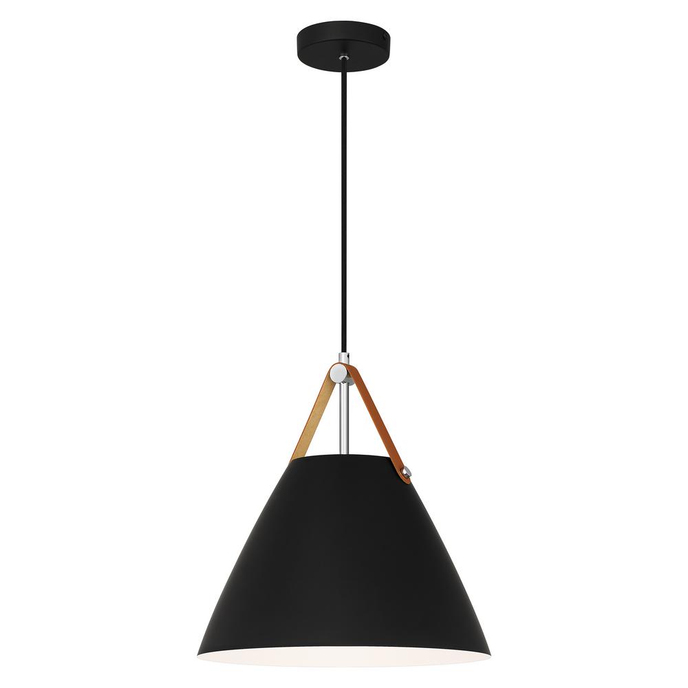DSI Harper 1-Light Matte Black Pendant with Metal Shade