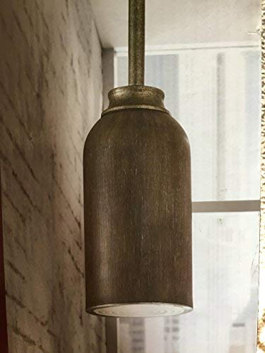 Home Decorators LED Mini Pendant Gilded Pewter with weathered wood finish Collection 16.31 x 6 7watt Dimmable
