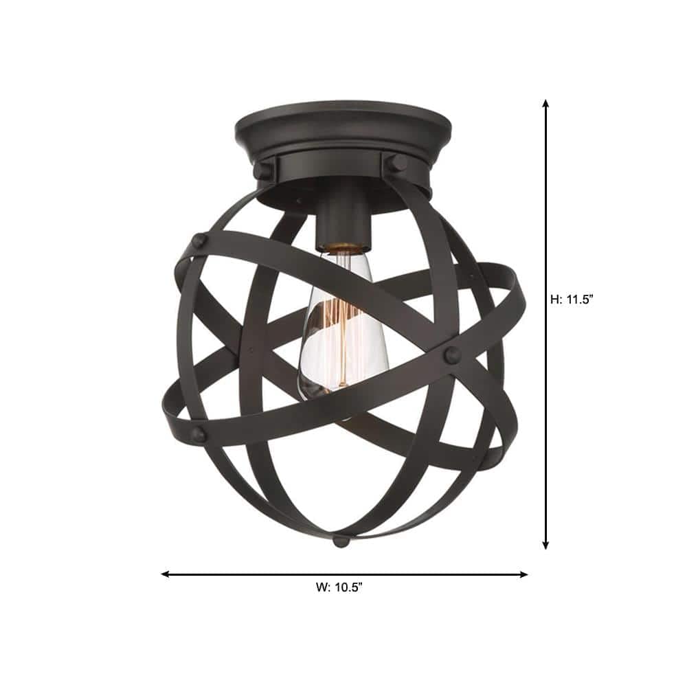 Home Decorators Kerby 1-Light Satin Bronze Flush Mount