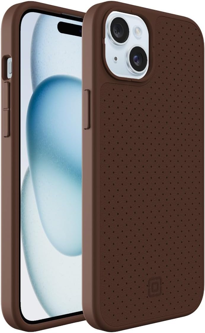 Incipio Cru. Protective Phone Case for iPhone 15 Plus & iPhone 14 Plus - Drop Protection, Wireless & 5G Compatible, Plastic-Free Recycled Packaging & MagSafe Compatible (Brown Faux Leather)