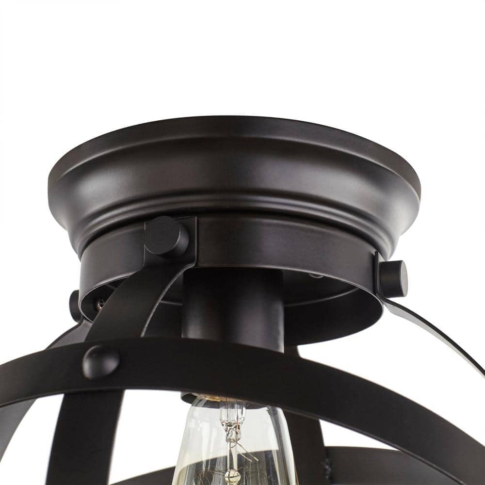 Home Decorators Kerby 1-Light Satin Bronze Flush Mount