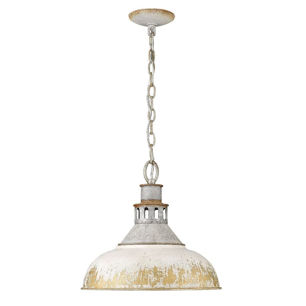 Golden Lighting 0865-L AGV-ABI Kinsley Pendant, Aged Galvanized Steel