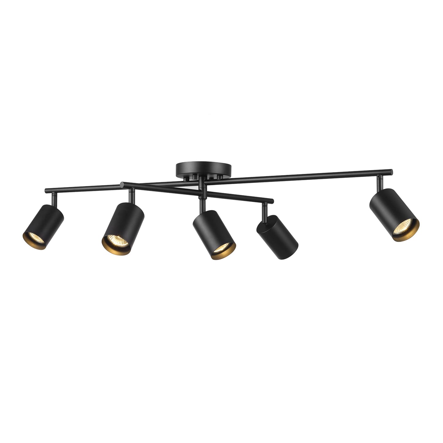 Globe Electric 64000052 5-Light Track Lighting, Center Swivel Bar, Matte Black, Ceiling Light, Track Light Heads, Pivot Shades, Track Ceiling Light, Track Lighting Kit, 5 Bulb Kitchen Light