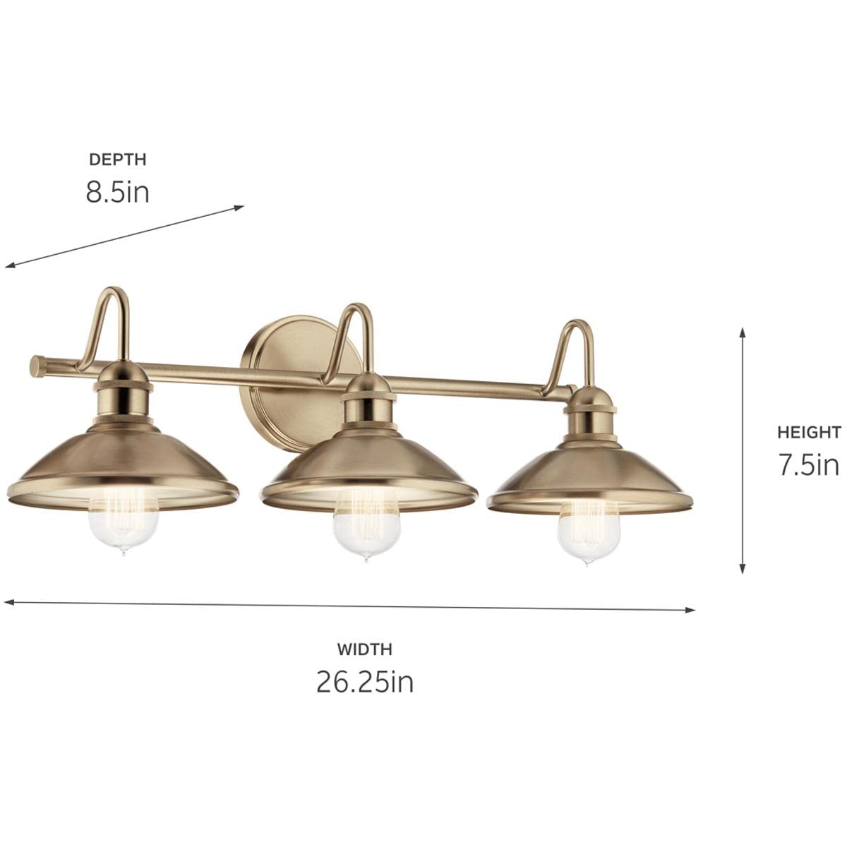 Kichler, Clyde 26.5 inch 3 Light Vanity Light in Champagne Bronze, 45945CPZ