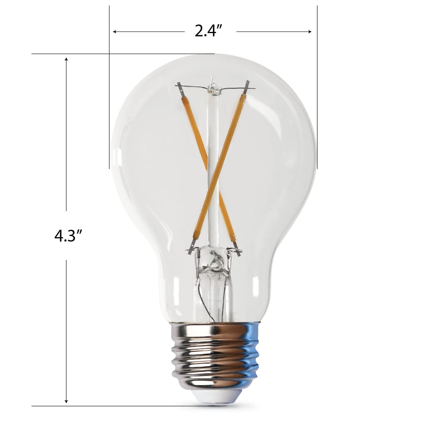 Feit Electric LED Clear A19 Medium Base Light Bulb - 60W Equivalent - 15 Year Life - 810 Lumen - 3000K Bright White - Dimmable | 4-Pack
