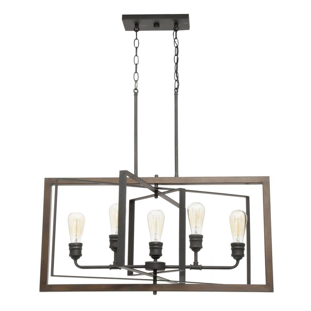 Home Decorators Collection Palermo Grove Collection 5-Light Black Gilded Iron Linear Chandelier