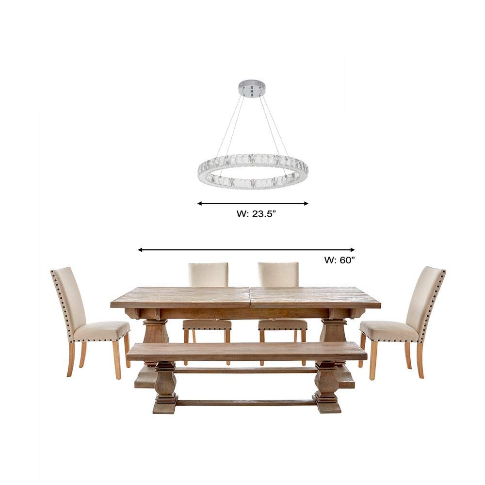 24 in. Chrome Integrated LED Pendant with Clear Crystals