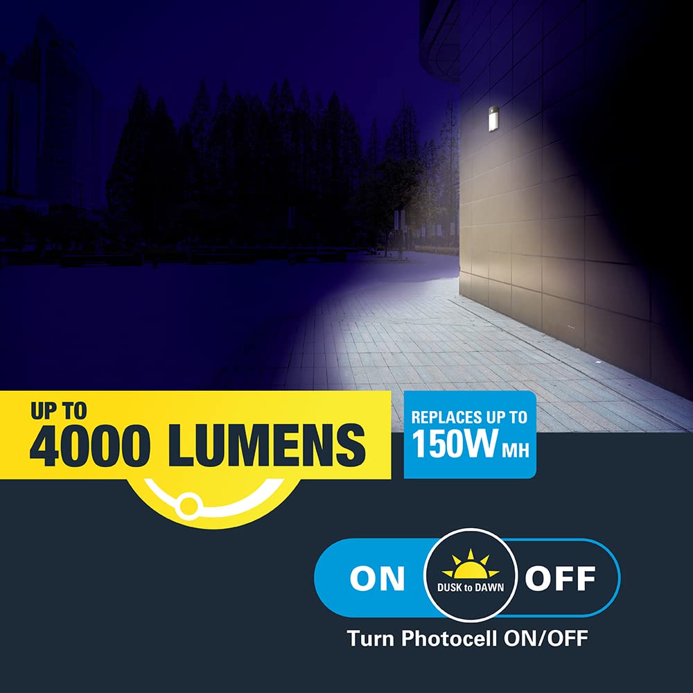 HALO 150- Watt Equivalent, Integrated LED, Bronze Finish, Dusk to Dawn Mini Wall Pack Light, Selectable CCT 3000K/4000K/5000K