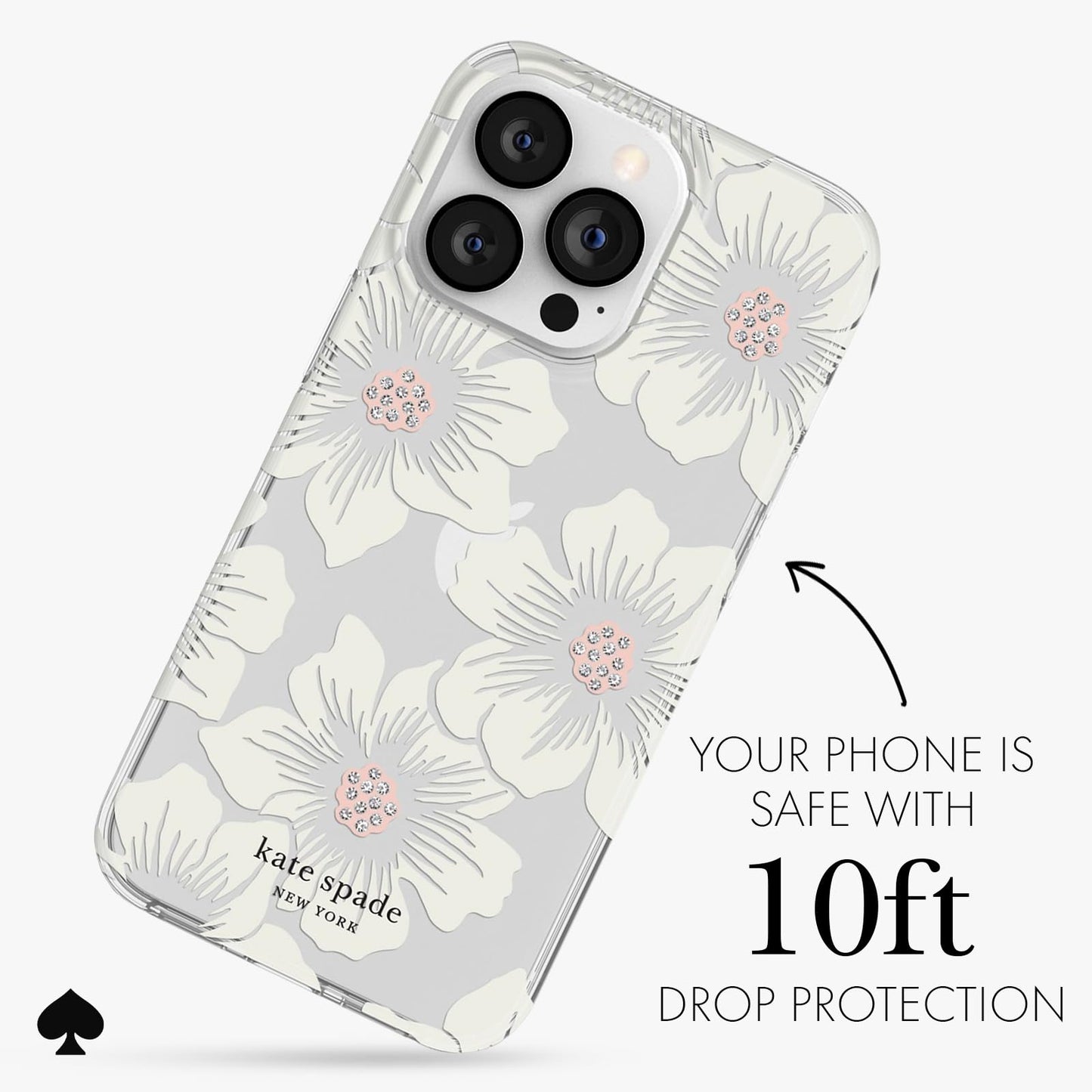kate spade new york iPhone 13 Pro Case, Compatible with Wireless Charging - Hollyhock Floral