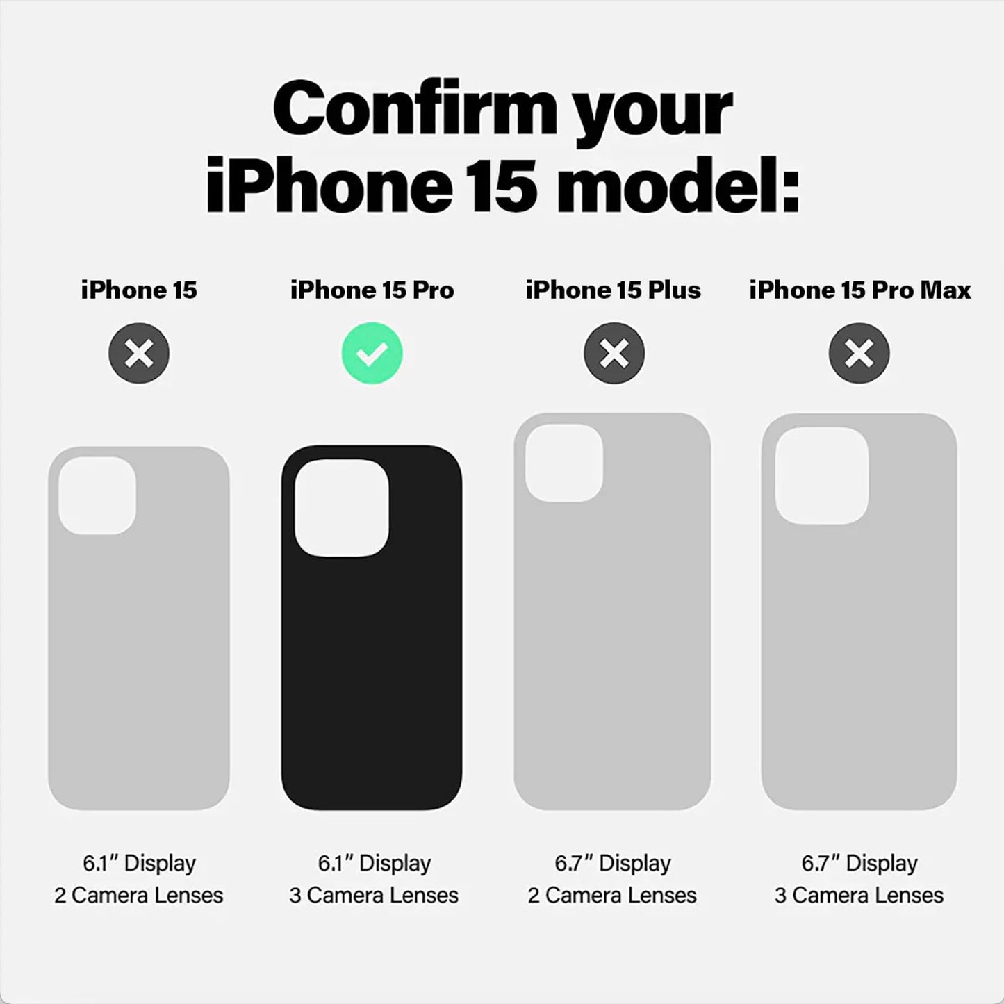 Incipio Cru. Protective Phone Case for iPhone 15 Pro - Ultra-Responsive Buttons & Raised Edges - Wireless & 5G Compatible, Plastic-Free Recycled Packaging and MagSafe Compatible (Black Camo)