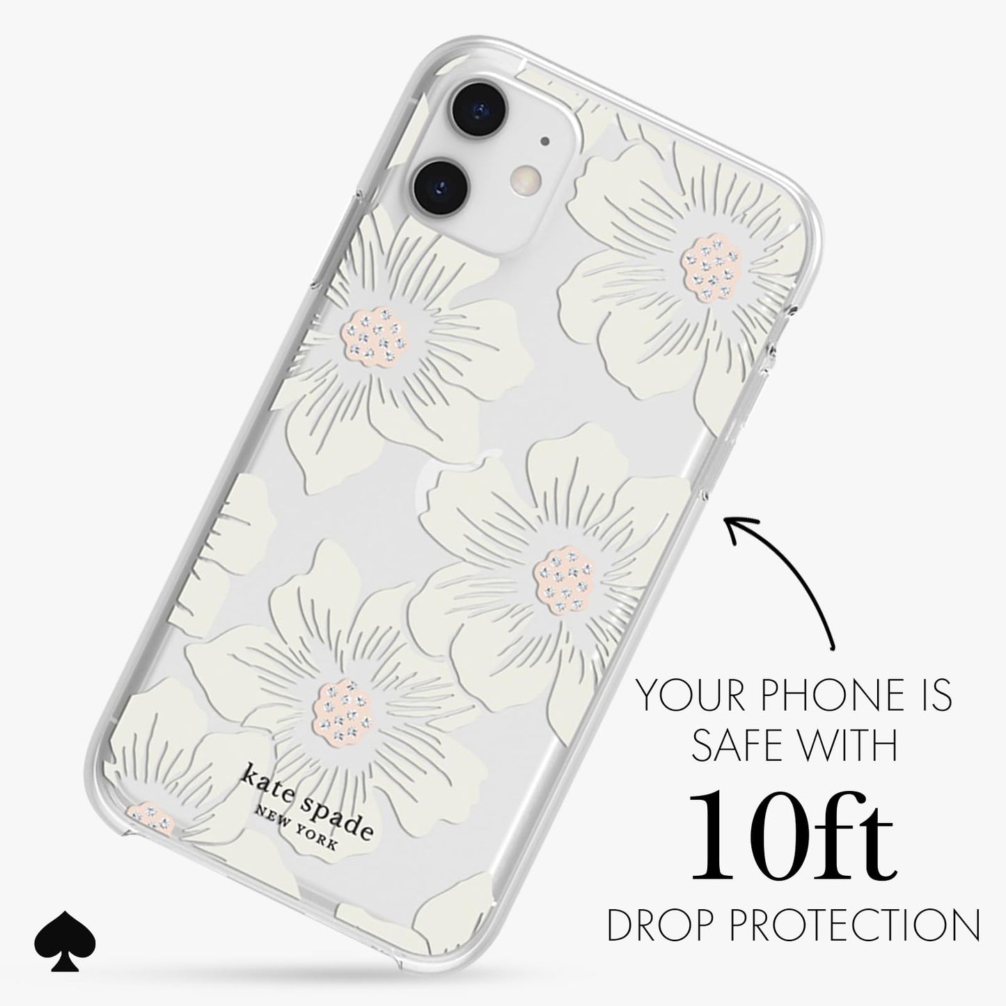 kate spade new york iPhone 11 Case/iPhone XR Case, Compatible with Wireless Charging - Multi Floral Rose and Pacific Green