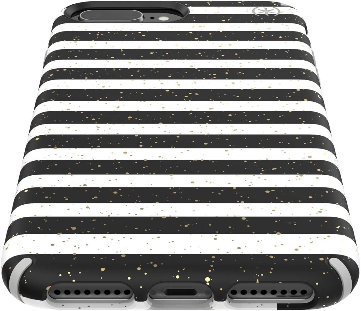 Speck Products Presidio Inked iPhone SE (2020) Case/iPhone 8/7/6S Case, Stripe Gold Specks/Marble Grey