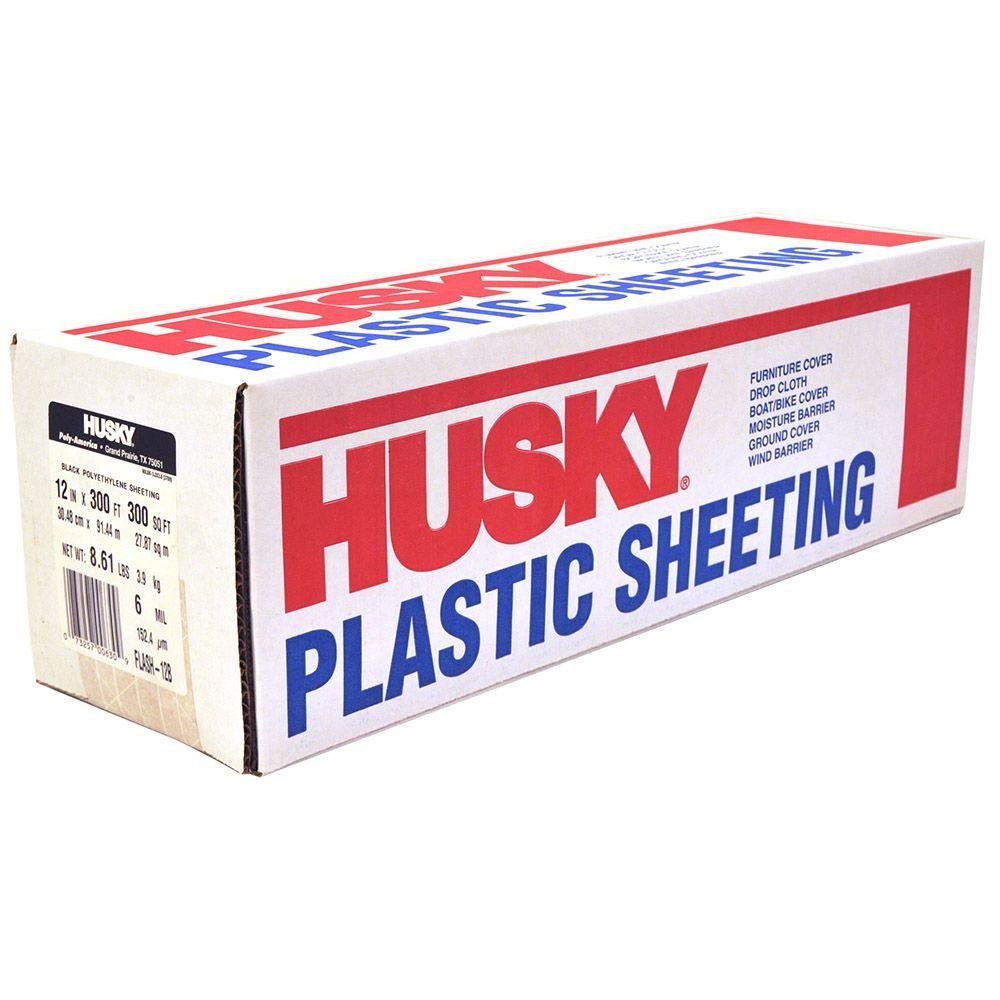 Husky Plastic Sheeting 6 mil x 1 ft. W x 300 ft. L Polyethylene Black