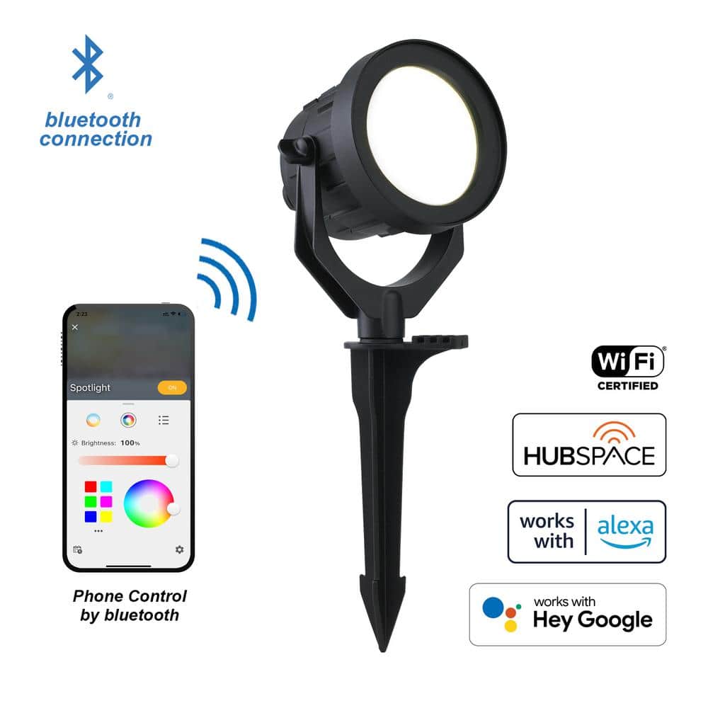 Hampton Bay Low Voltage Black LED Landscape Flood Light Powered by Hubspace