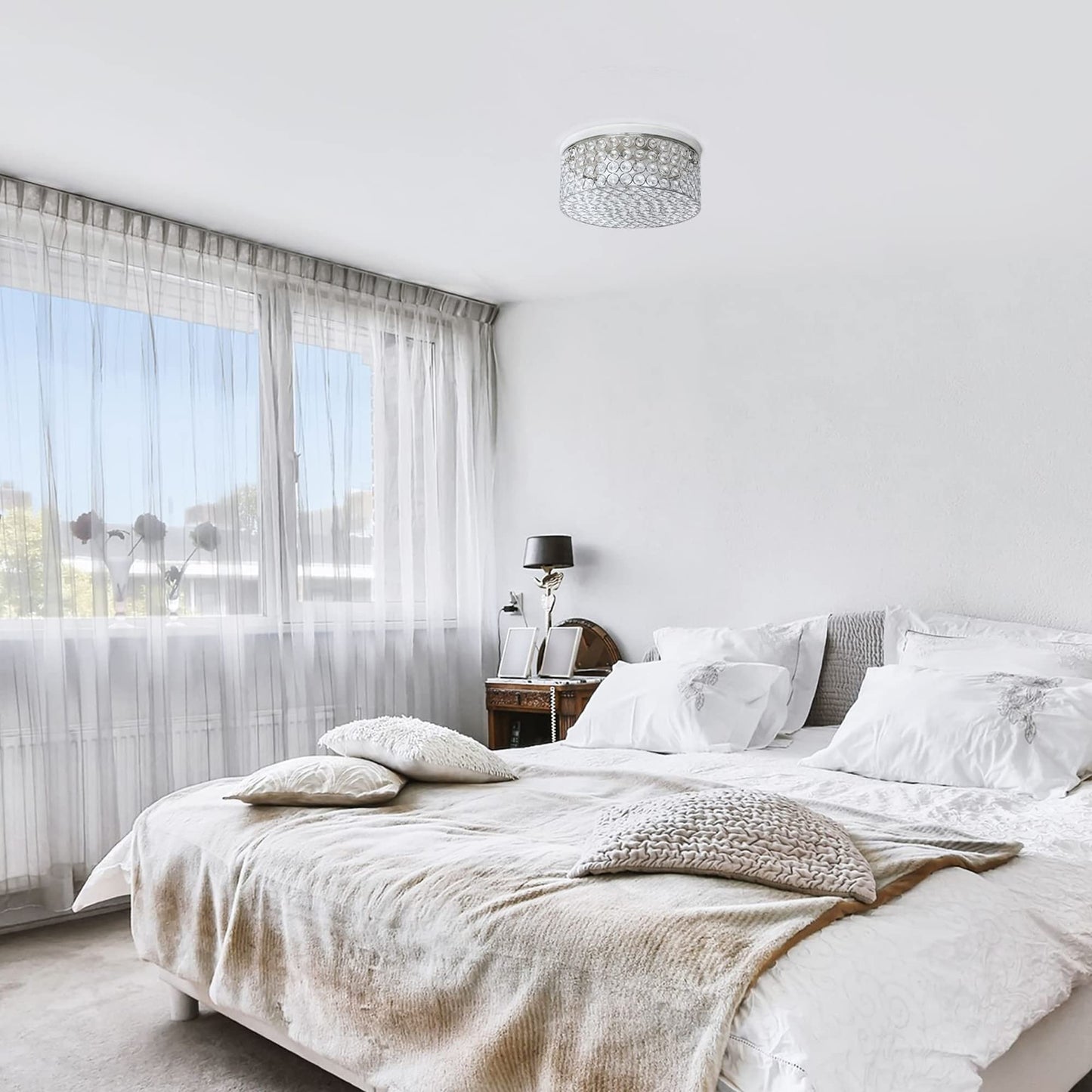 Lalia Home Glam 2 Light 12 Inch Round Flush Mount, Chrome