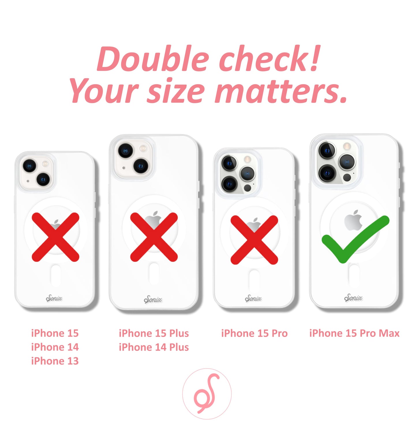 Sonix Case for iPhone 15 Pro Max | Compatible with MagSafe | 10ft Drop Tested | Checkered | Checkmate Pink