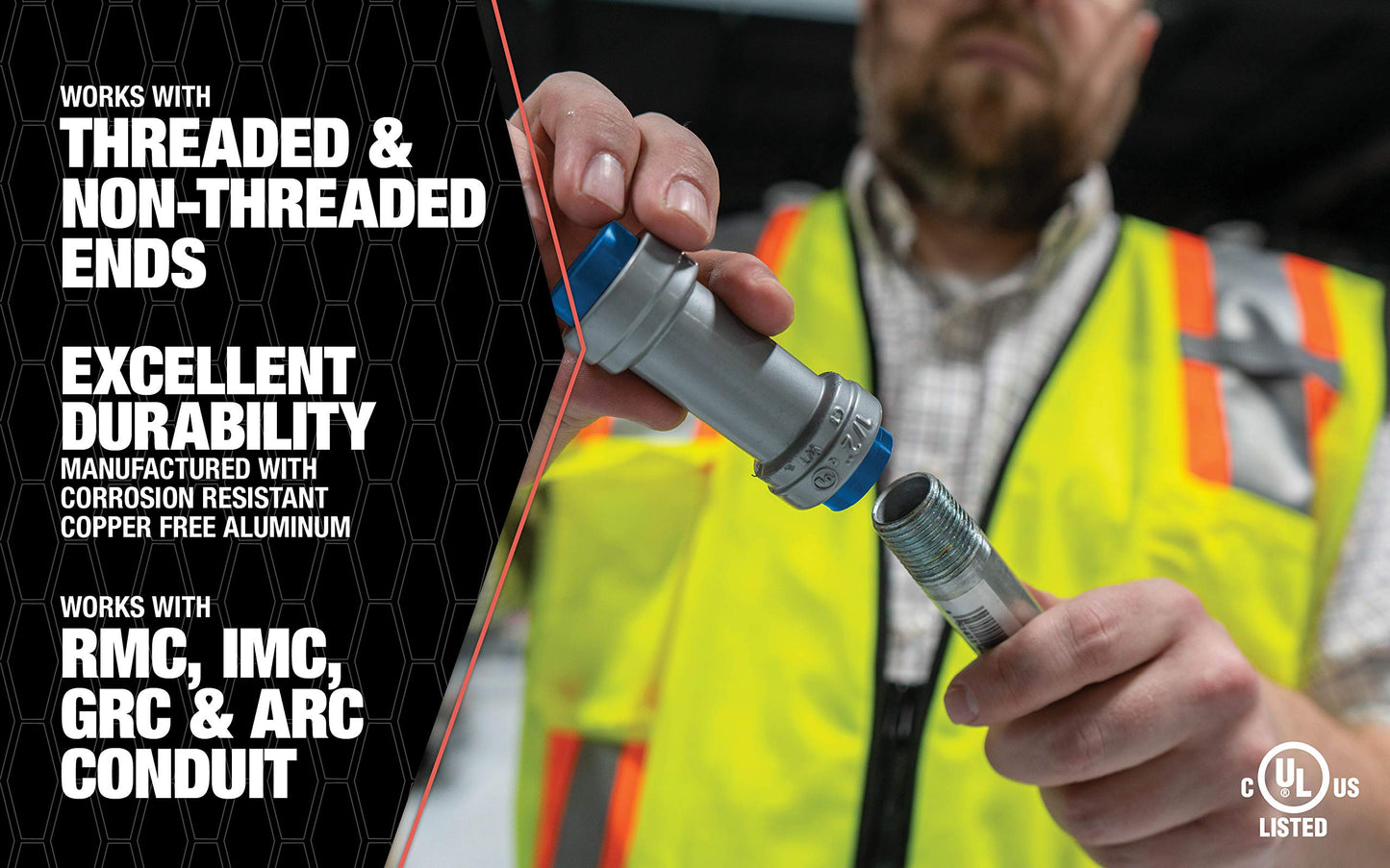 Southwire R-BC-150 1-1/2" Rigid & IMC Push Install RMC Box Connector, Gray