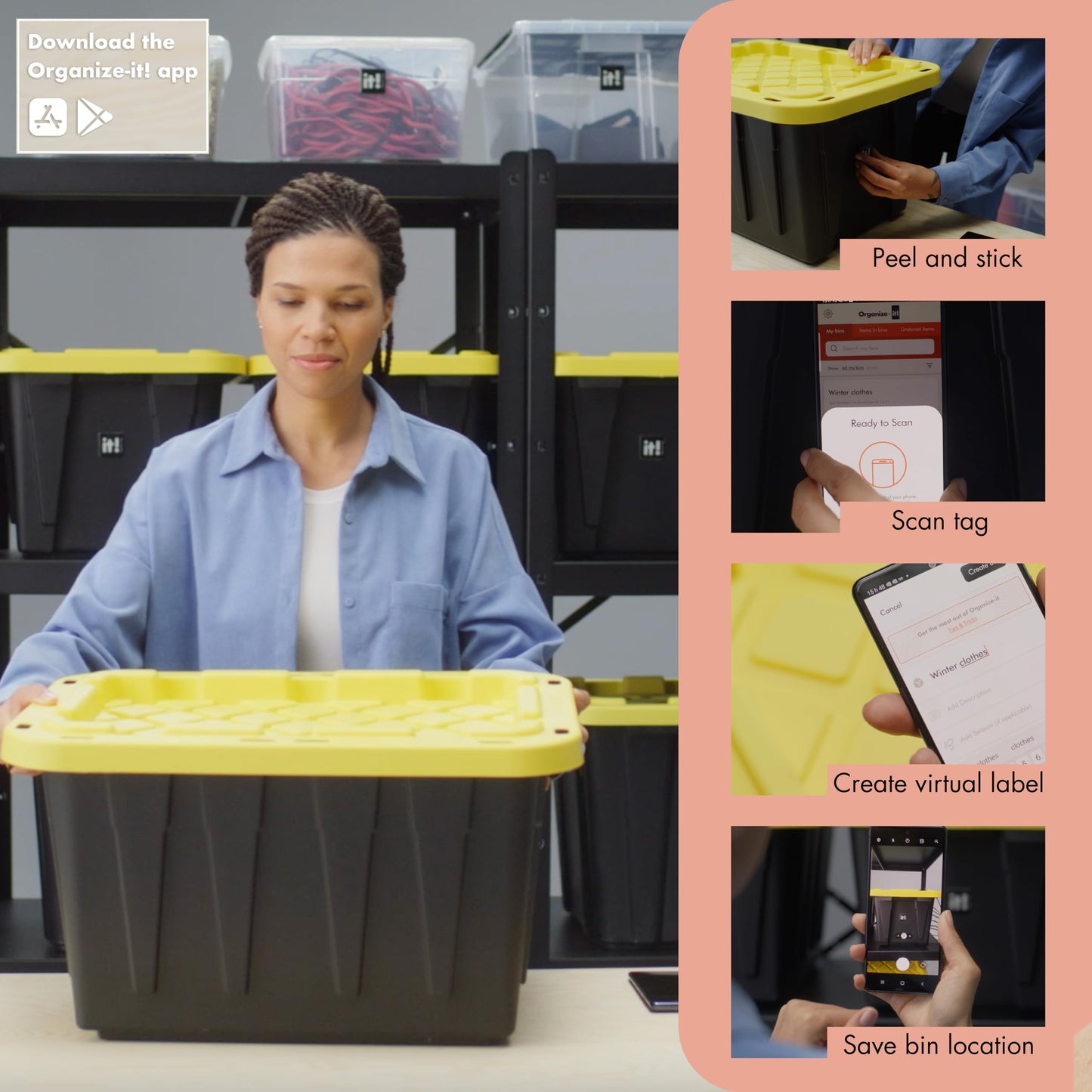 NFC Code Smart Labels | Scannable Weatherproof Tags for Storage Bins, Containers & Organization | Free APP for Tracking Inventory on iOS/Android | Free Unlimited Cloud-Based-Family Sharing | Pack of 8