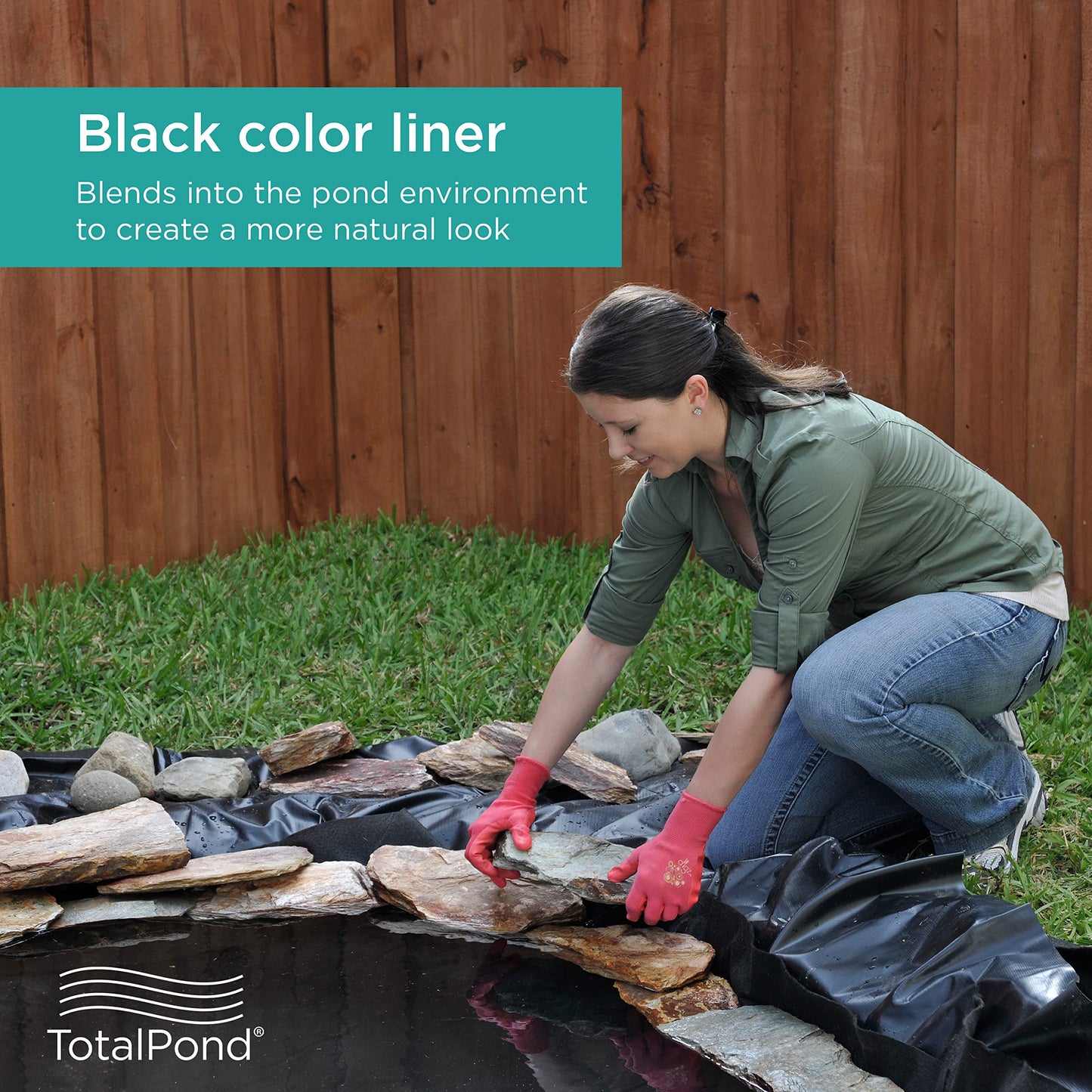 TotalPond 7 x 10 ft. PVC Pond Liner, For Ponds up to 200 Gallons, 14.5 mil, Flexible and Easy to Install, Durable and Strong Reinforced Mesh Weave, UV and Tear Resistant, Multi-Purpose Use, Black
