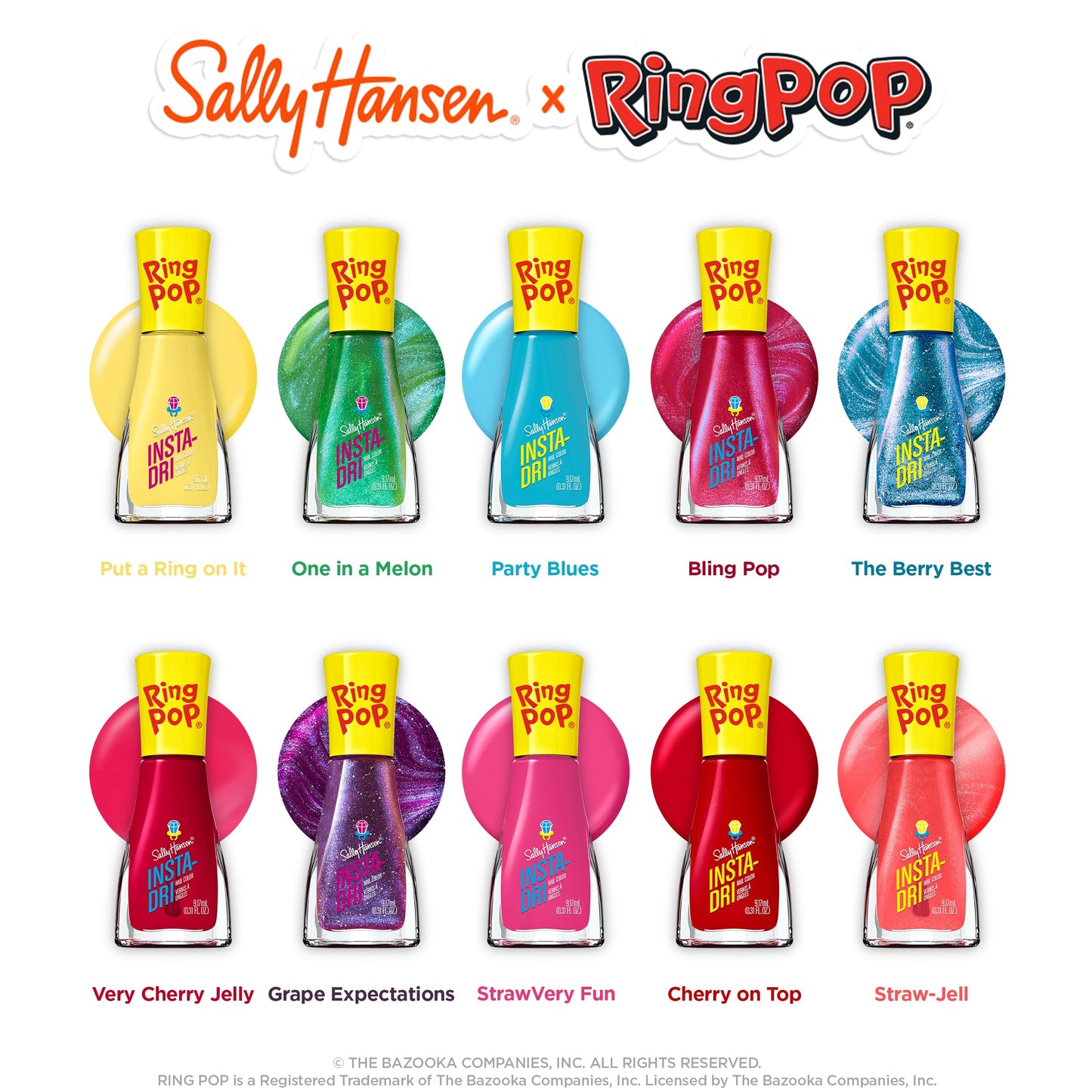 Sally Hansen Insta-Dri®, Ring Pop Very Cherry Jelly, Quick Dry, Long Lasting, Streak-Free Shine, Red Nail Polish