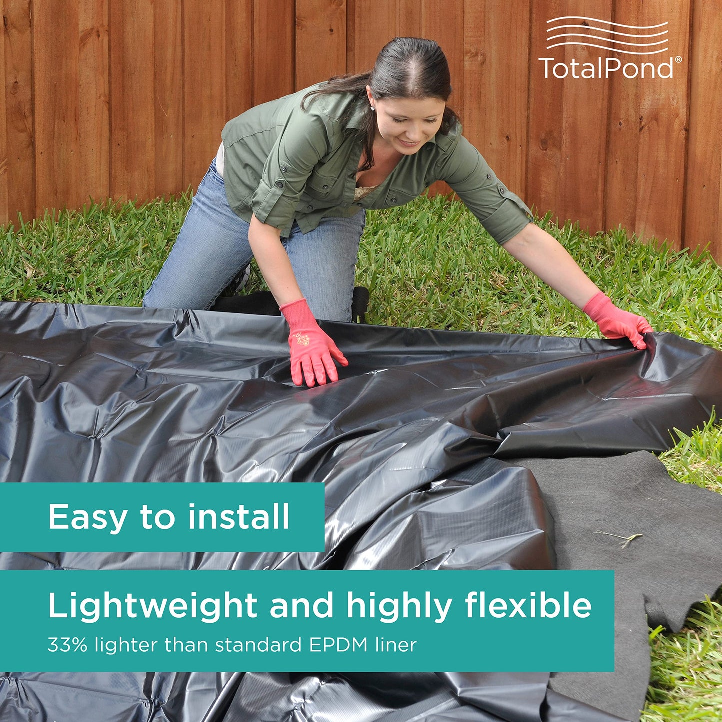 TotalPond 7 x 10 ft. PVC Pond Liner, For Ponds up to 200 Gallons, 14.5 mil, Flexible and Easy to Install, Durable and Strong Reinforced Mesh Weave, UV and Tear Resistant, Multi-Purpose Use, Black