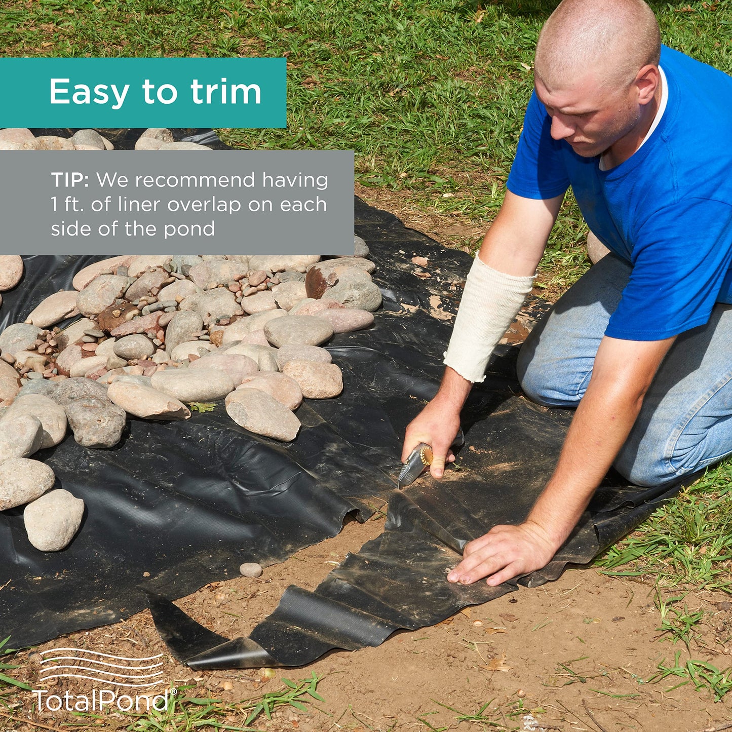 TotalPond 7 x 10 ft. PVC Pond Liner, For Ponds up to 200 Gallons, 14.5 mil, Flexible and Easy to Install, Durable and Strong Reinforced Mesh Weave, UV and Tear Resistant, Multi-Purpose Use, Black