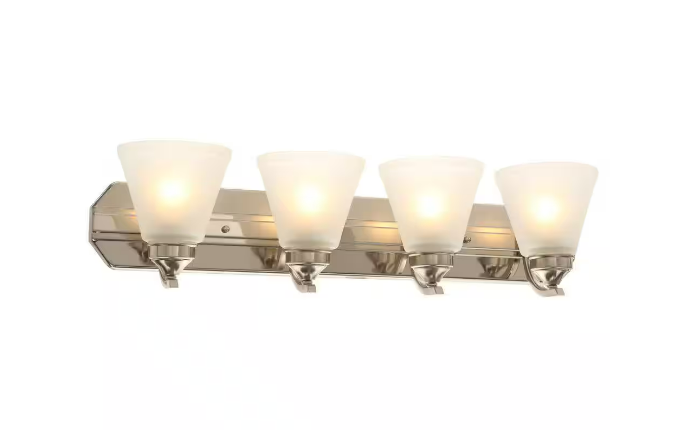 Tavish 4-Light Brushed Nickel Vanity Light with Frosted Shades