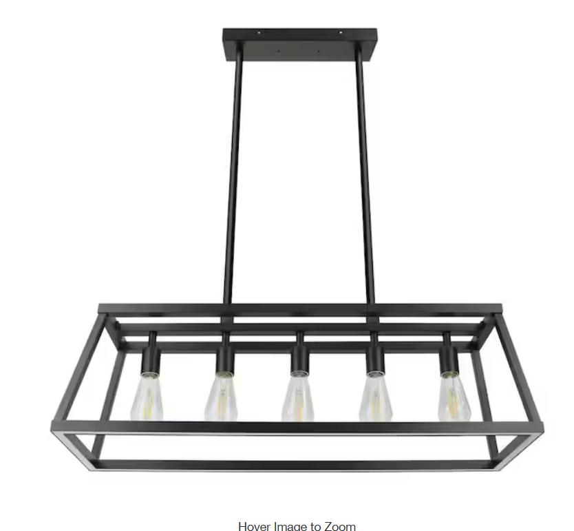 Feit Electric Katalyst 60-Watt 5-Light Matte Black Modern Adjustable CCT and 3-Light Modes Integrated LED Chandelier Light