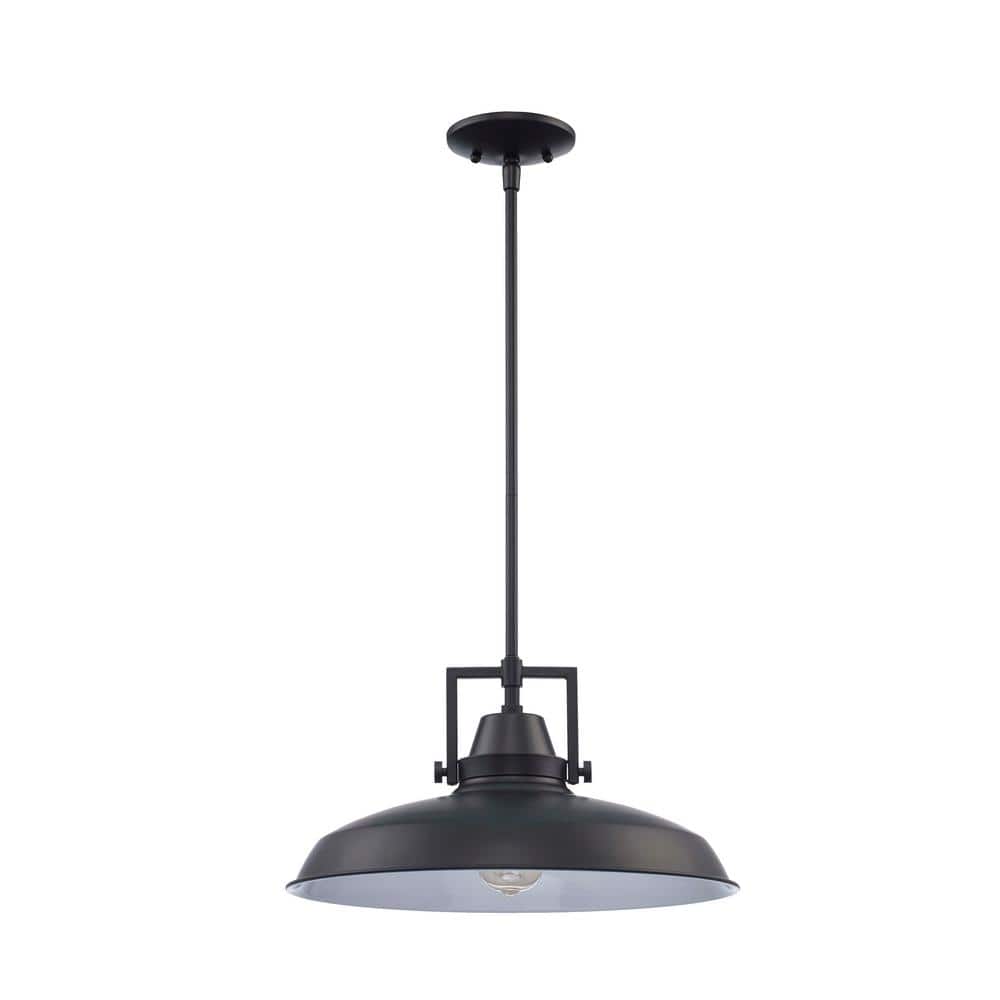 Hampton Bay Wilhelm 16 in. 1-Light Black Pendant