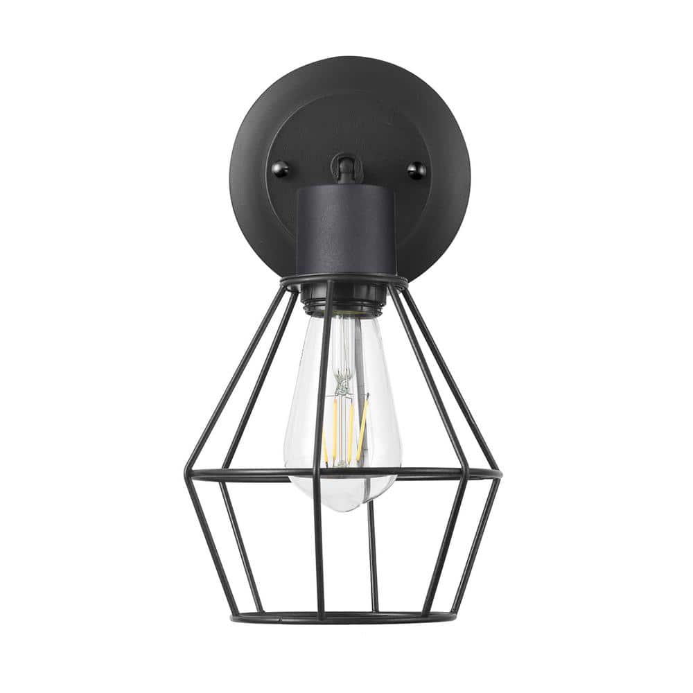 Hampton Bay 1-Light Matte Black Wall Sconce