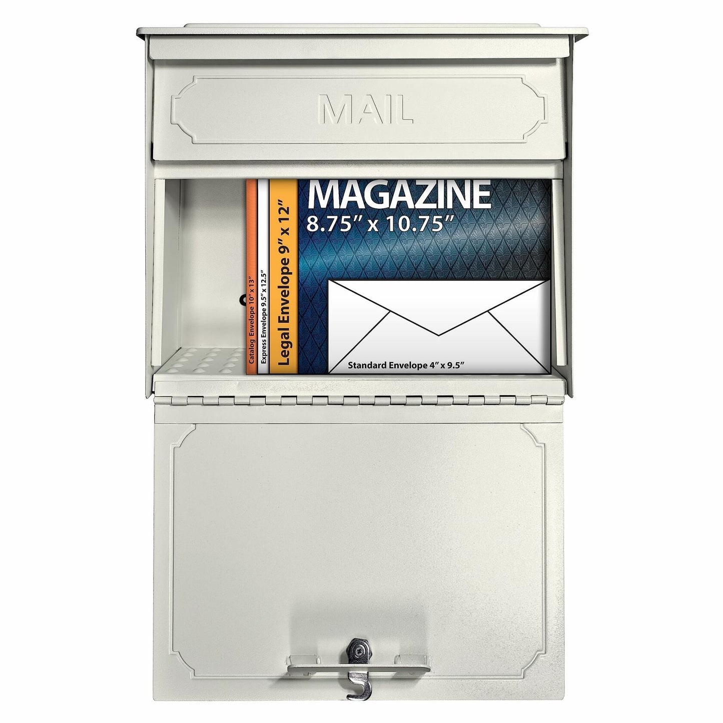 Mail Boss 7173 Townhouse Locking Security Wall Mount Mailbox, Cream White
