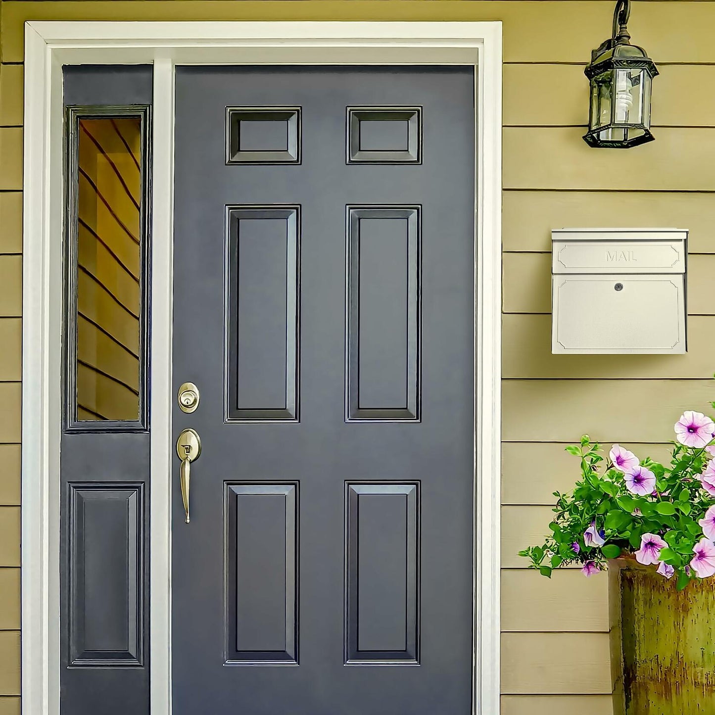 Mail Boss 7173 Townhouse Locking Security Wall Mount Mailbox, Cream White