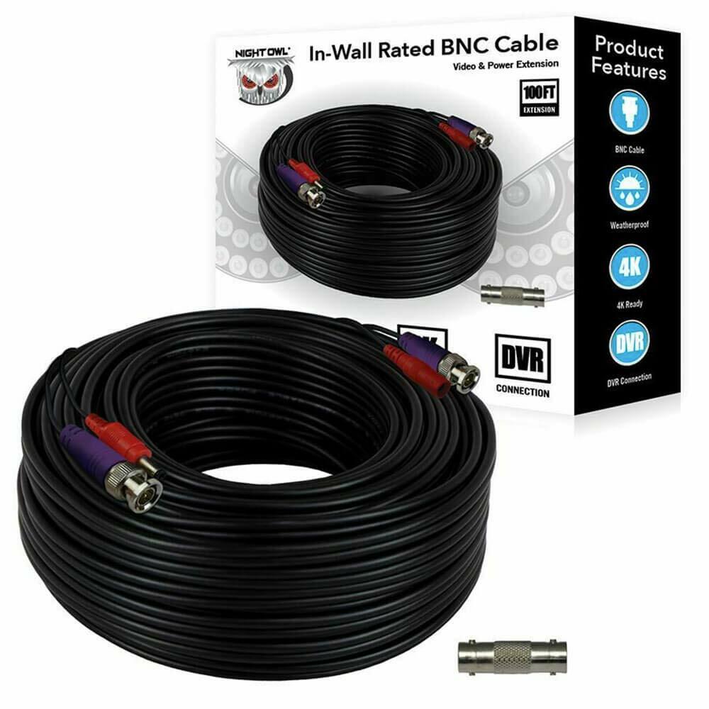 Night Owl 100 ft. in-Wall Rated Video/Power Camera Extension Cable with Extension Adapter (1-Pack)