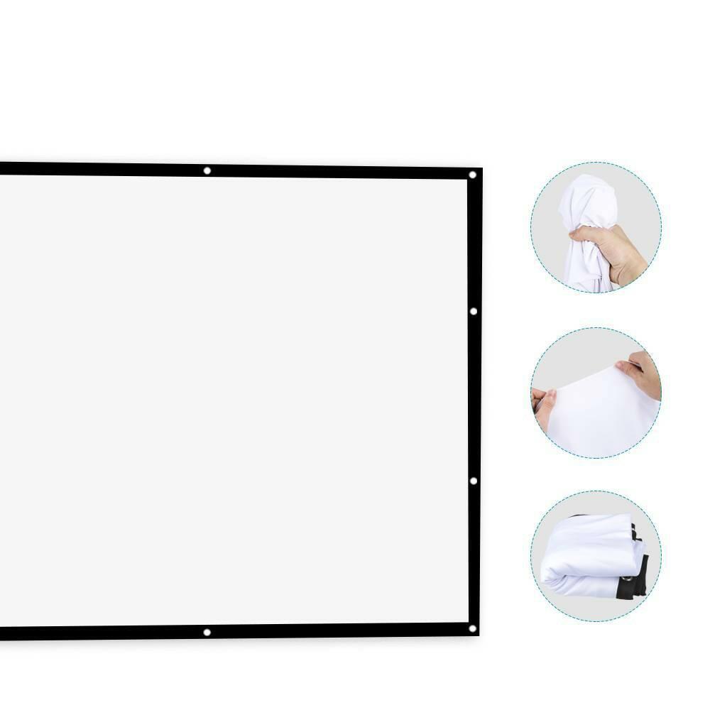 VANKYO Projector Screen 120 inches 16:9 Portable Indoor Outdoor Projection Polyester Spandex Movie Screen Foldable Wall Mounted with Peel and Hooks
