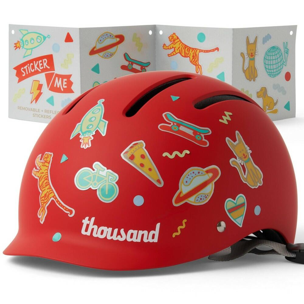 Kids Cycling Helmet Red Thousand Bike Matte 5+ Years Old