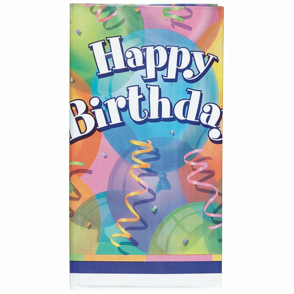 Unique 11343 Brilliant Birthday Plastic Table Cover, 1ct, 84" x 54", Multicolor