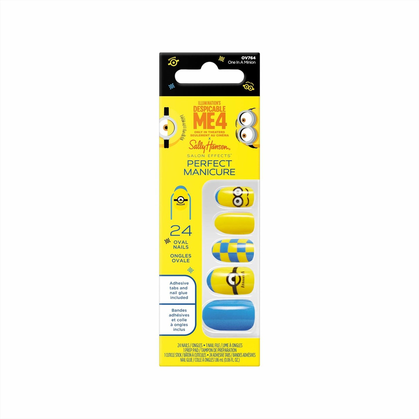 Sally Hansen Minion False Nail Tips, 24 Ct, Pack of 2