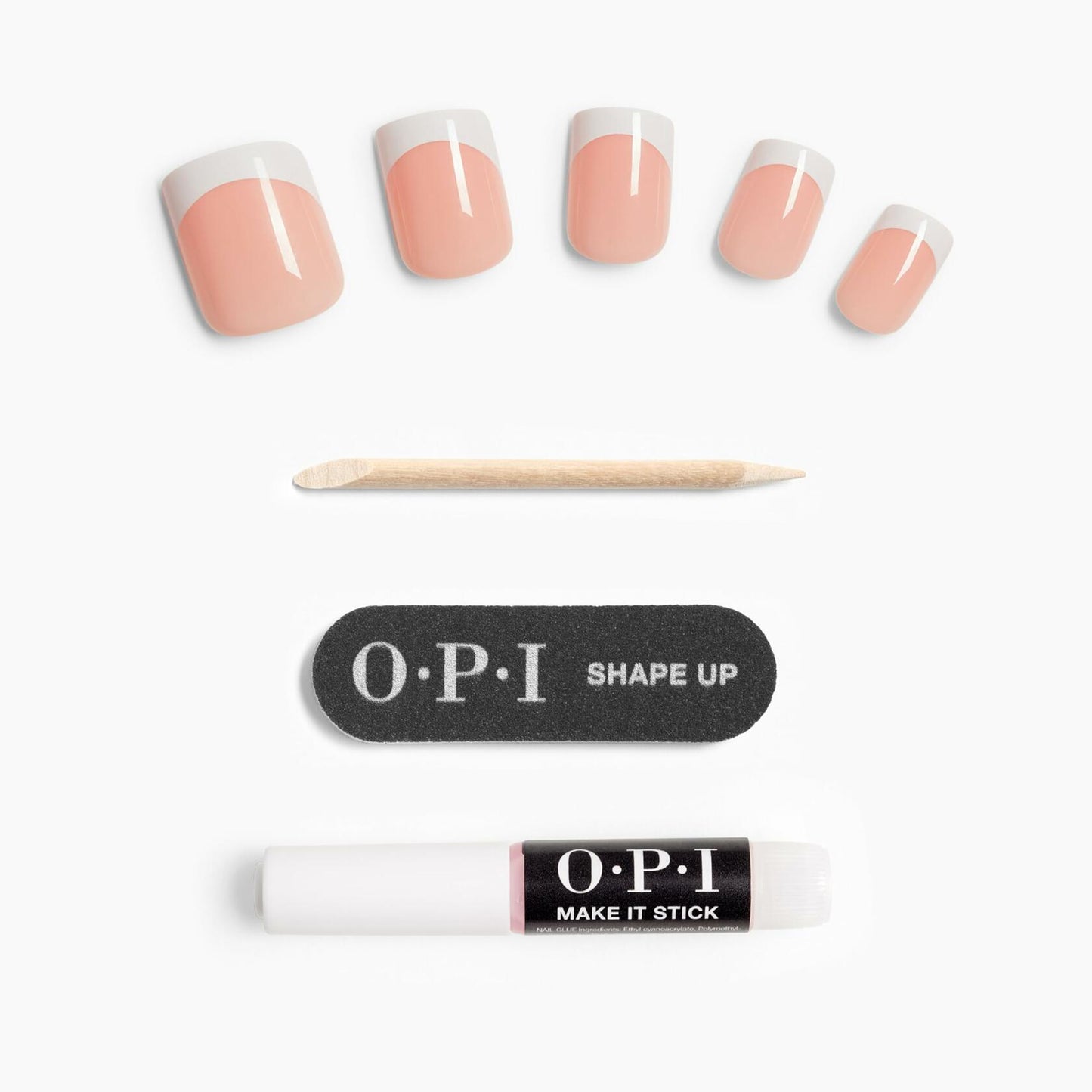 OPI On Point Fluent in French | Short Round Nude Pink & White French Tip Press On Nails | With Nail Glue | Long Lasting, Reusable, Non-damaging