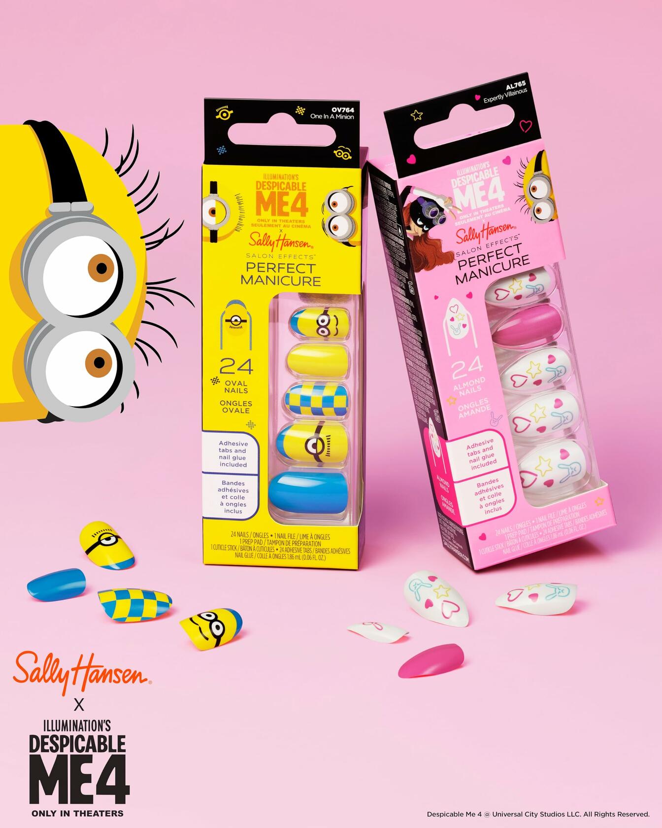 Sally Hansen Minion False Nail Tips, 24 Ct, Pack of 2