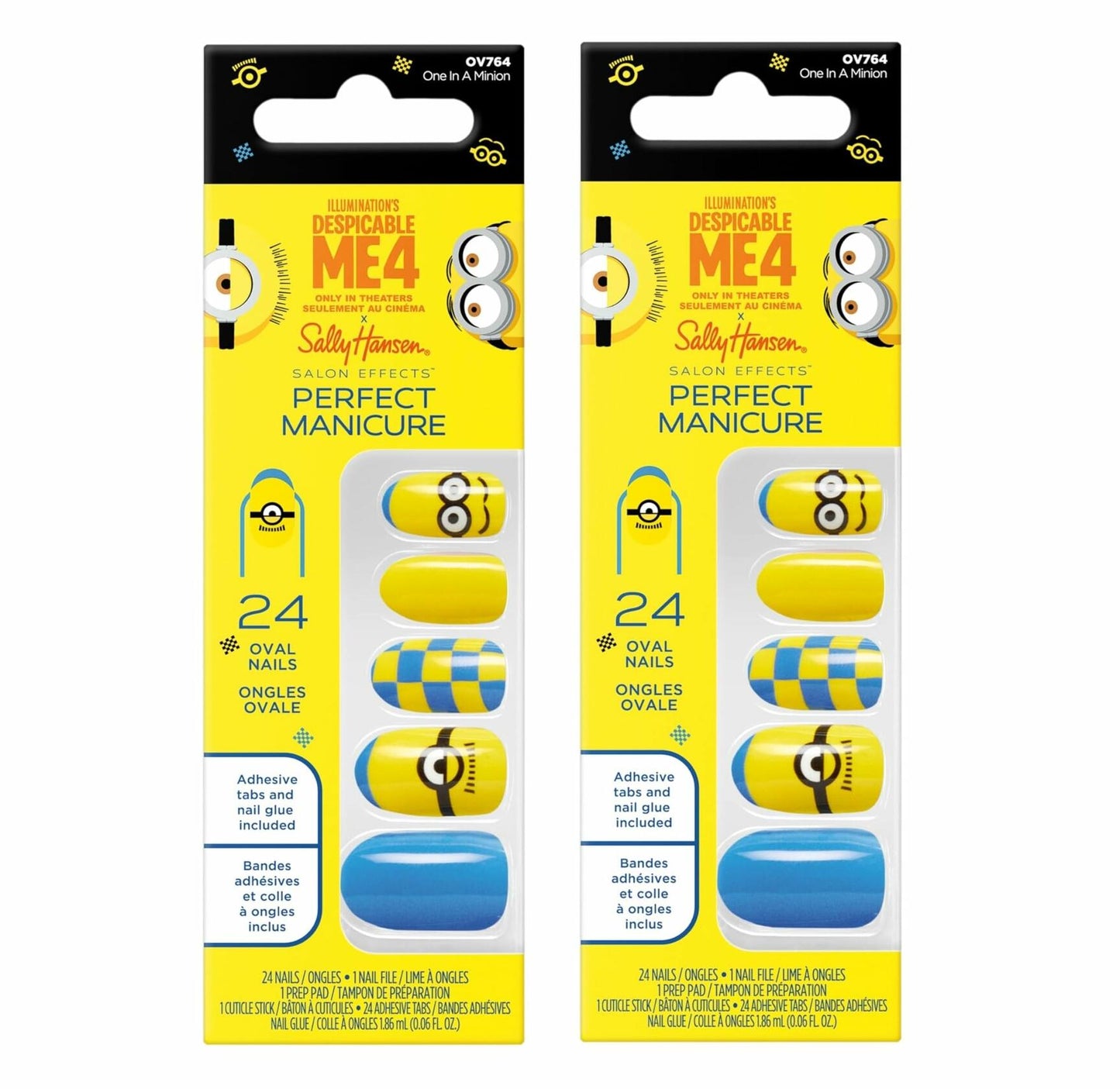 Sally Hansen Minion False Nail Tips, 24 Ct, Pack of 2