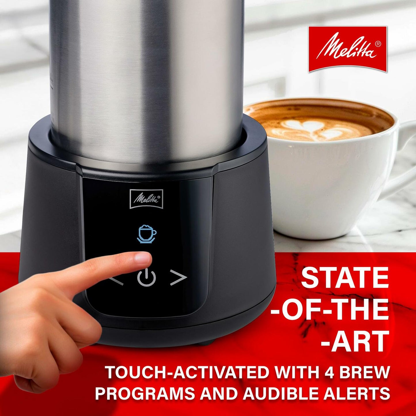 Melitta Montalatte Milk Frother Coffee and Hot Chocolate Stainless Steel Electric Milk Frother