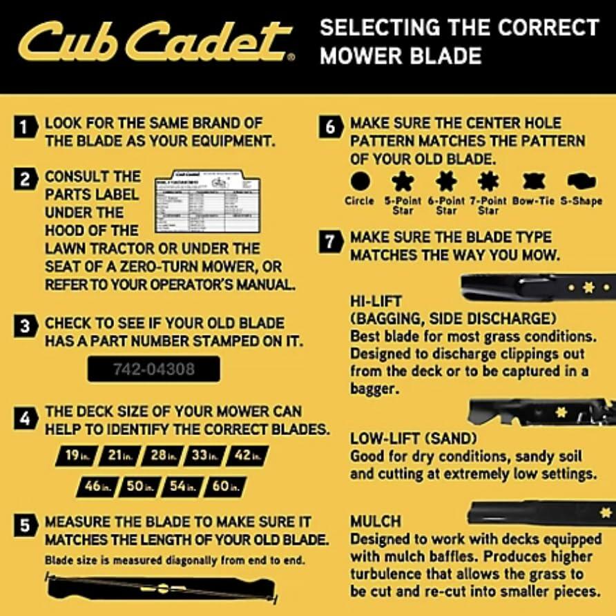 CUB CADET 46 in. High Lift Lawn Mower Blade Set with Star Center, 490-110-C110 - Replaces 490-110-C131 - OE# 942-04290A, 942-04244A, Fits LT, RZT-L, RZT-S, Enduro and Ultima Series