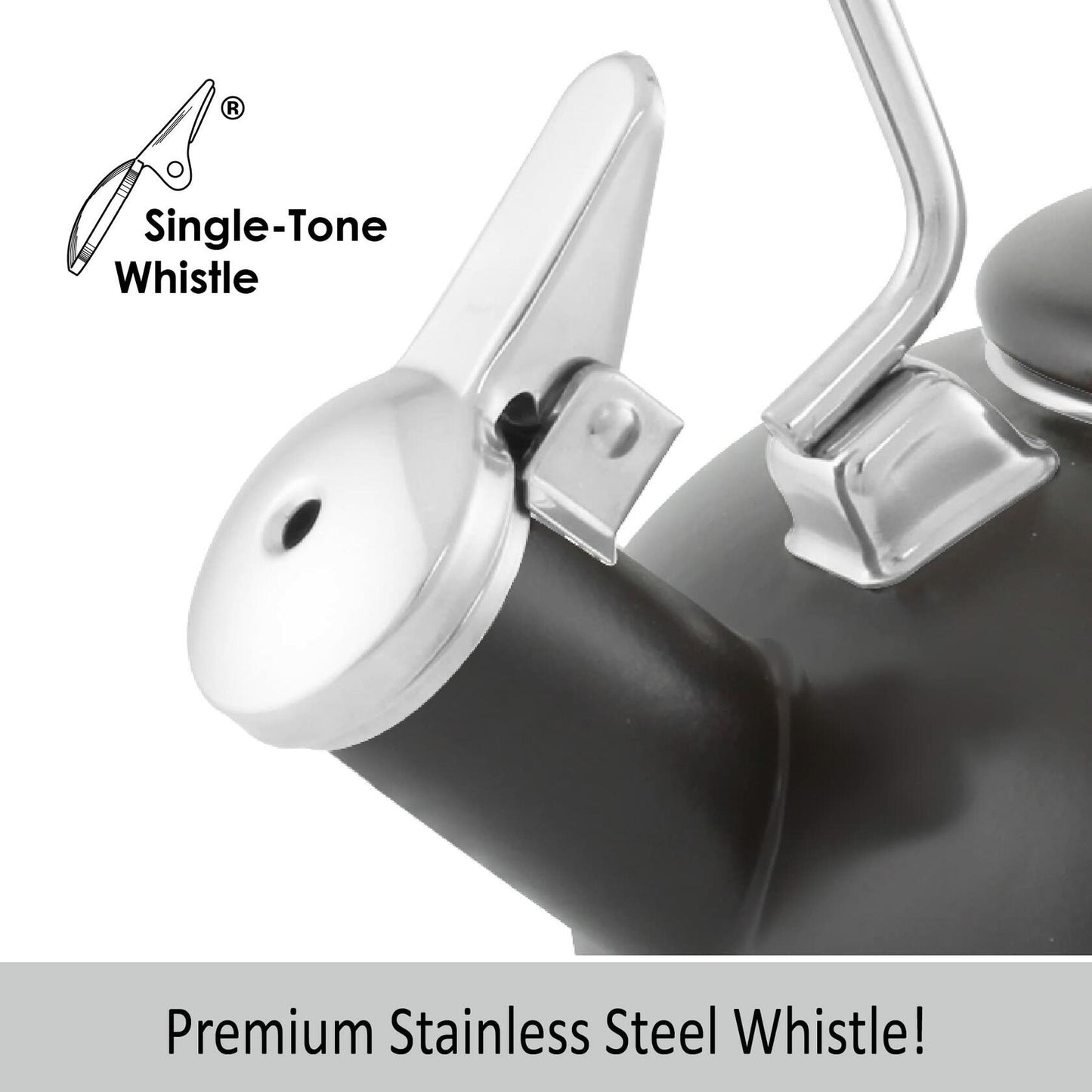 Chantal Tea Kettle, Carina Series, 1.8 QT, Premium Enamel on Carbon Steel, Whistling, Even Heating & Quick Boil, Black