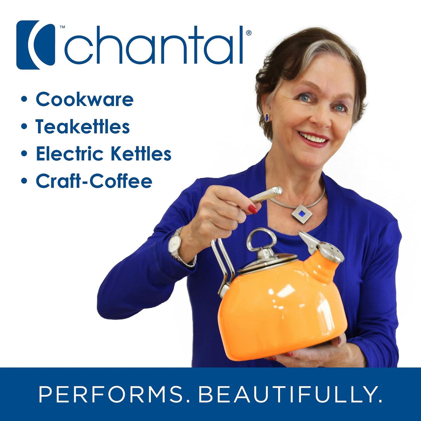 Chantal Tea Kettle, Carina Series, 1.8 QT, Premium Enamel on Carbon Steel, Whistling, Even Heating & Quick Boil, Black