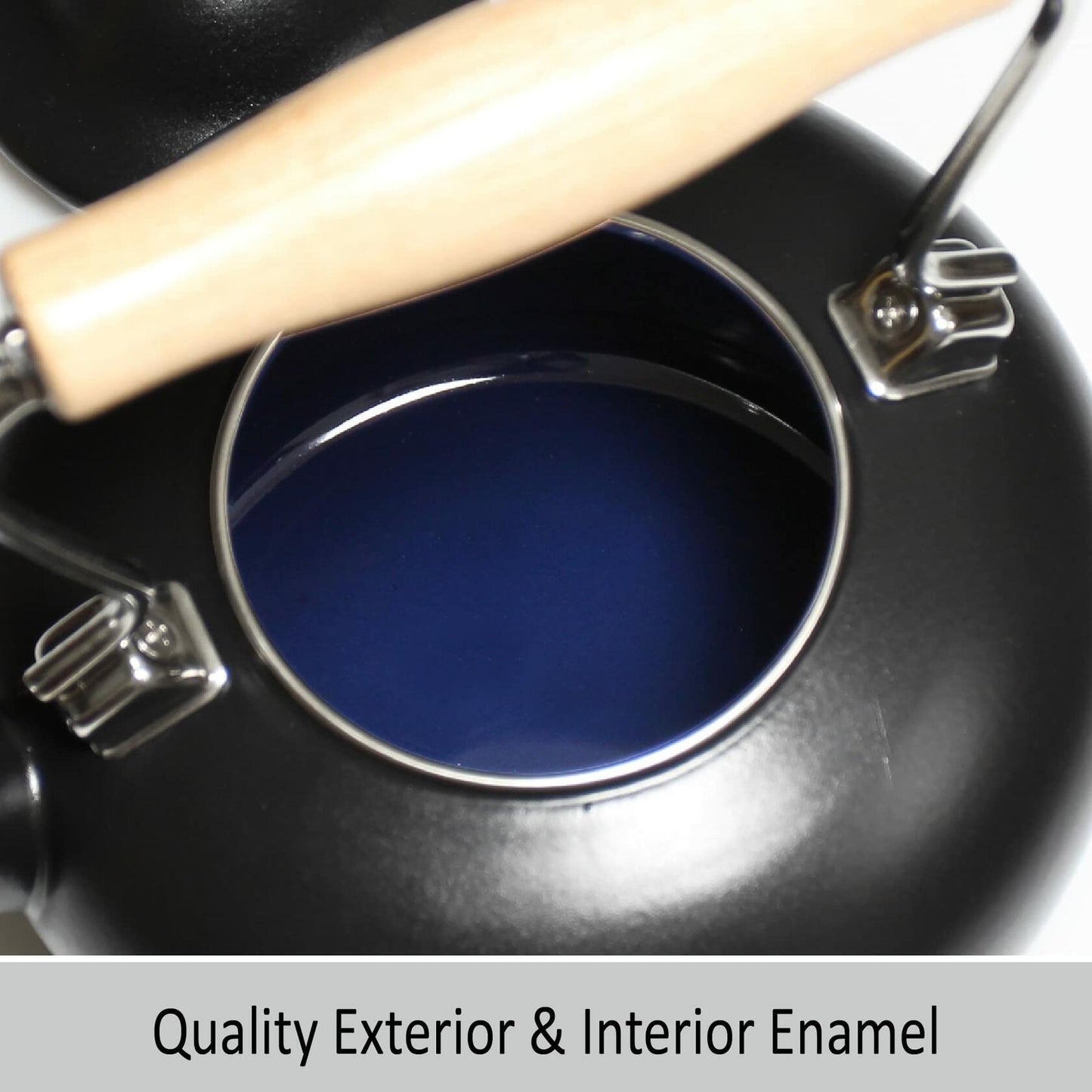 Chantal Tea Kettle, Carina Series, 1.8 QT, Premium Enamel on Carbon Steel, Whistling, Even Heating & Quick Boil, Black