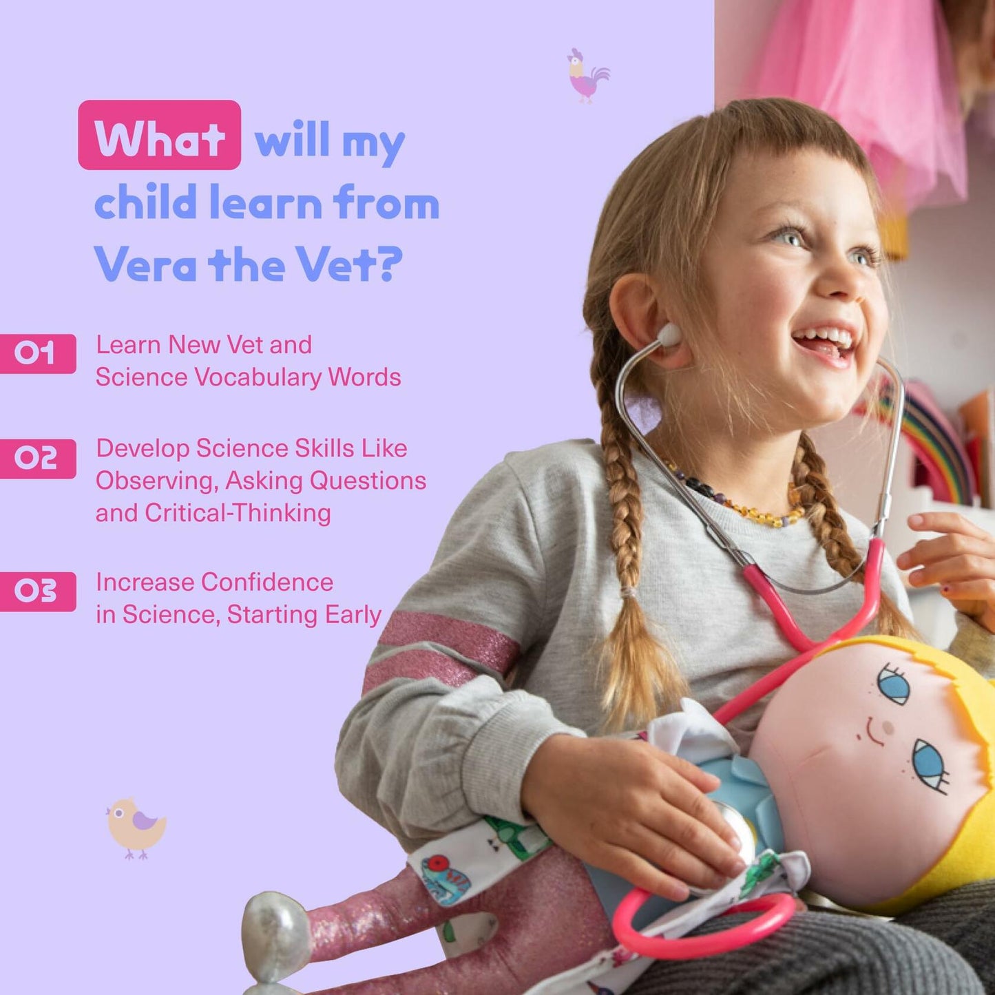 Surprise Powerz Vera The Vet Plush Doll Girls Toys, 16" Scientist Doll, Educational Play Gift, STEM Learning - 2-5 Year Old Girl Toy, Toddler & Preschool Pretend Dolls