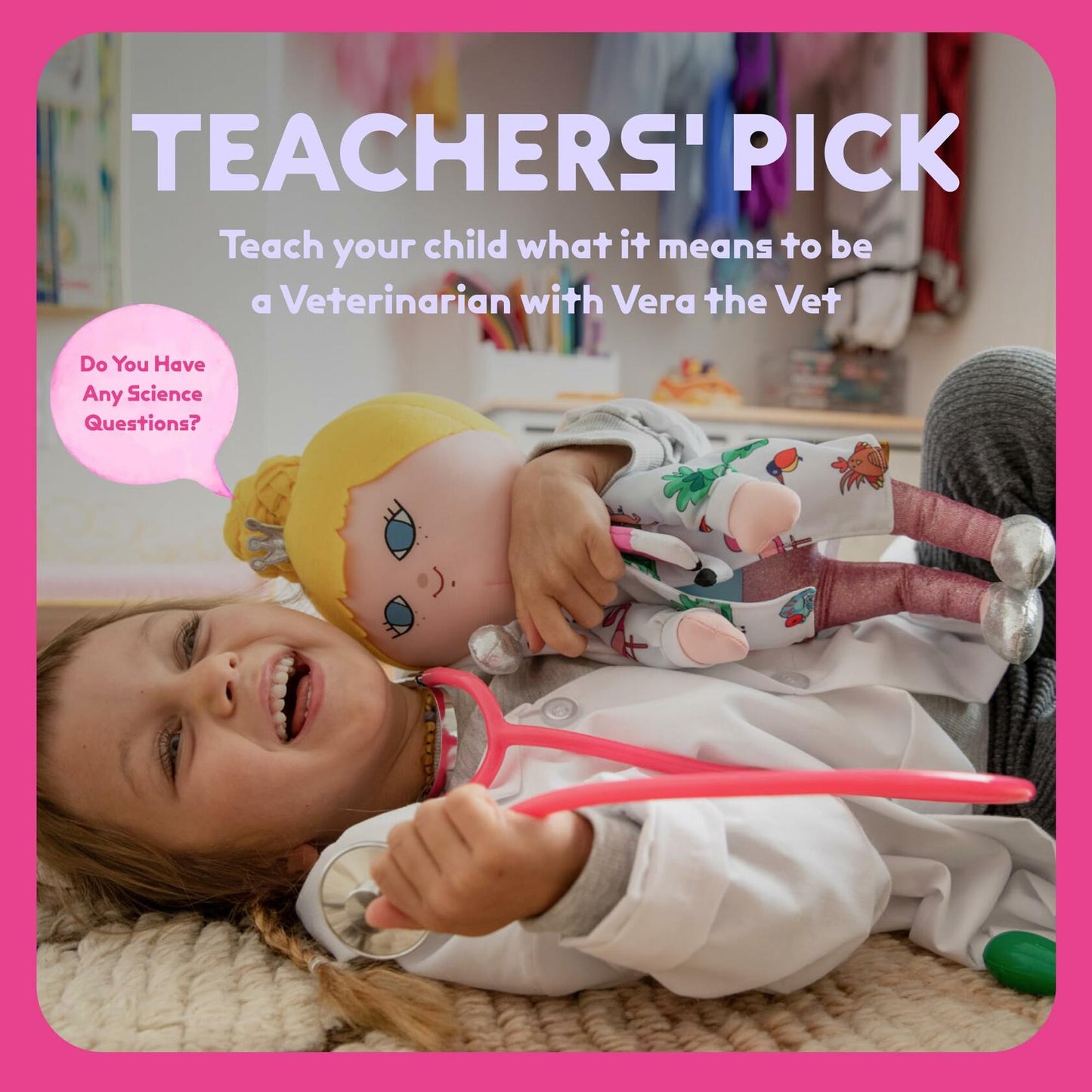 Surprise Powerz Vera The Vet Plush Doll Girls Toys, 16" Scientist Doll, Educational Play Gift, STEM Learning - 2-5 Year Old Girl Toy, Toddler & Preschool Pretend Dolls